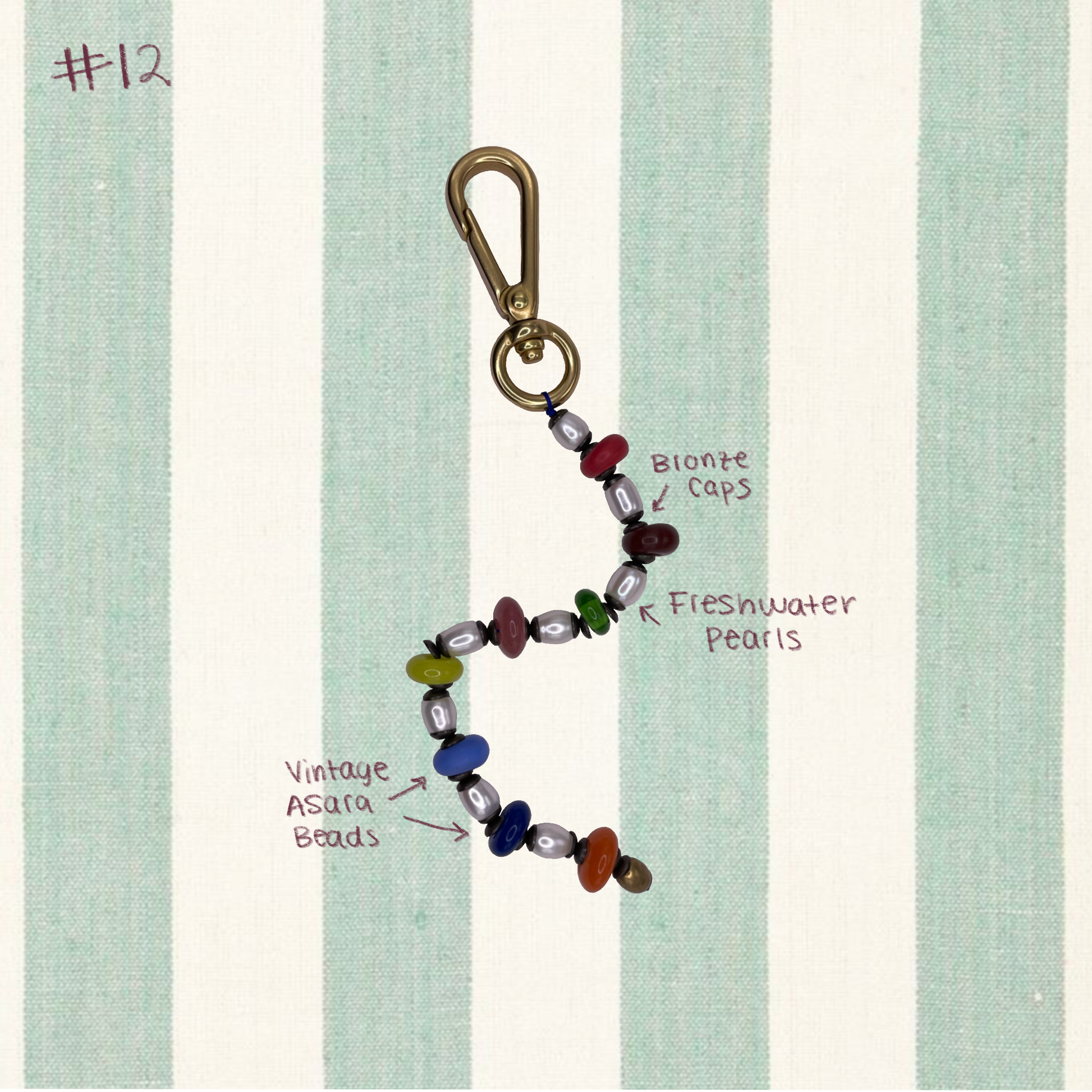 upcycled beaded todo charm, vintage beads, sustainable handmade jewelry